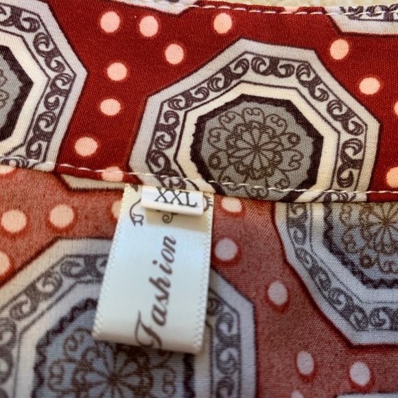 ShiLong Fashion Red Medallion Sleeveless Maxi Shirt Dress Size XXL** - Picture 9 of 10